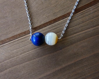 Botswana Agate & Lapis Chain Necklace