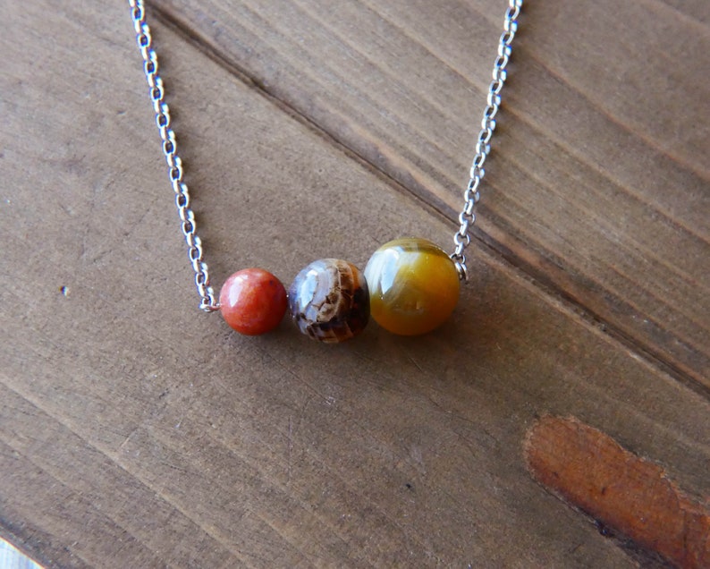 Chrysanthemum Agate Rose Agate Botswana Agate Earth Tone Stone Chain Necklace