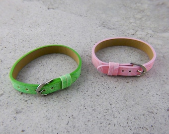 Craft Leatherette Bracelets (Stained Pink & Green)