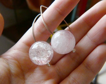 Strawberry Quartz Almond Hook Earrings