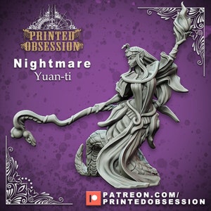 Nightmare - Yuan-ti | Fantasy Resin Miniature | DnD Miniature | RPG | Tabletop Game | Printed Obsession