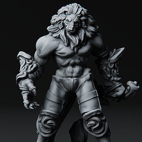 Kitsune Bard w/ Lyre Mini 32mm 28mm Resin Miniature Dungeons and