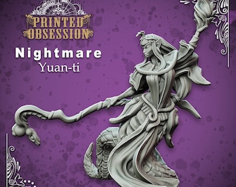 Nightmare - Yuan-ti | Fantasy Resin Miniature | DnD Miniature | RPG | Tabletop Game | Printed Obsession