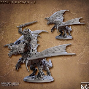 Assalut Dragon & Dragonrider B | Fantasy Miniature | DnD Miniature | RPG | Tabletop Game | Artisan Guild