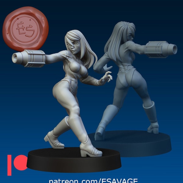 Samus | Pinup | Sci-Fi Miniature | Dungeons and Dragons | DnD Miniature | Tabletop Game | RPG | Pathfinder | Ethan Savage Studios