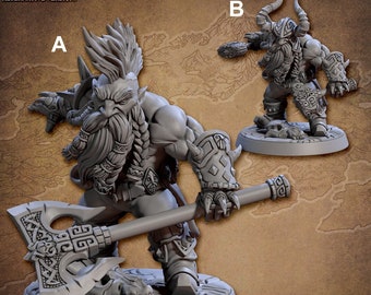 Dwarf Berserker C | Fantasy Miniature | DnD Miniature | RPG | Tabletop Game | Artisan Guild