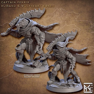 Captain Fenrir - the Silver Hunter & Werewolf | Fantasy Miniature | DnD Miniature | RPG | Tabletop Game | Artisan Guild