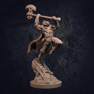 Koa Lizardfolk Barbarian | Fantasy Miniature | DnD Miniature | Tabletop Game | Role Playing | RPG | Pathfinder | Dragon Trappers Lodge