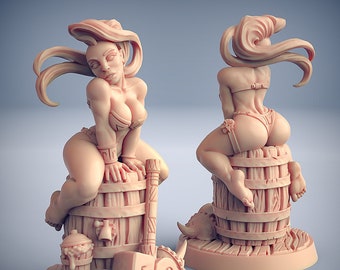 Runa - Dwarven Beauty  | Pinup |  32mm, 28mm, 75mm Fantasy Miniature | DnD Miniature | RPG | Tabletop Game | Artisan Guild