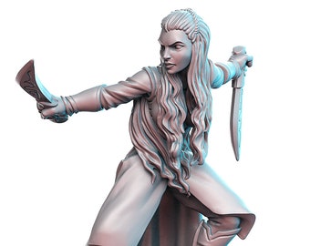 Aurielle | Elven Fencer |  32mm or 28mm Fantasy Miniature | DnD Miniature | RPG | Tabletop Game | Pathfinder | RN Estudio