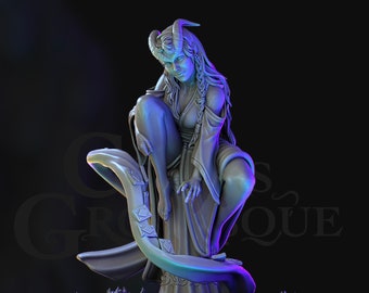Chaval Tiefling Female_A | Pinup | Fantasy Resin Miniature | DnD Miniatures | RPG | Tabletop Game | Archvillain Games