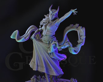 Chaval Tiefling Female_B | Pinup | Fantasy Resin Miniature | DnD Miniature | RPG | Tabletop Game | Archvillain Games