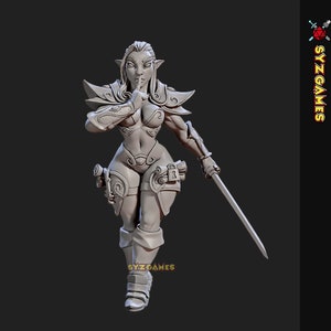 Lythalia, Whisper of Secrets Elf Pinup | 32mm 54mm 75mm Fantasy Miniature | DnD Miniature | RPG | Tabletop Game | Artisan Guild