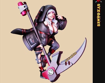 Sensenmann Lina | Pinup | Resin Miniatur | 32 mm 75 mm Fantasy Miniatur | D&D | Rollenspiel | Tabletop Spiel | Pfadfinder | Gaz Minis