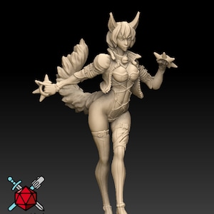 Cat Girl Brawler - Cute Desktop Girl | Fantasy Resin Miniature | DnD Miniature | RPG | Tabletop Game | Printed Obsession