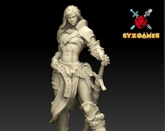 Barbarian Female | Fantasy Resin Miniature | DnD Miniatures | RPG | Tabletop Game | Printed Obsession