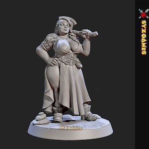 Alfhild - Northwoman Pinup | 32mm 54mm 75mm Fantasy Miniature | DnD Miniature | RPG | Tabletop Game | Artisan Guild