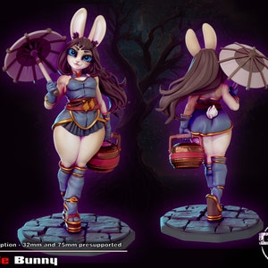 Jade Bunny Girl | Pinup | Resin Miniature | 32mm 54mm 75mm Fantasy Miniature | DnD Miniature | RPG | Tabletop Game | Pathfinder | Gaz Minis