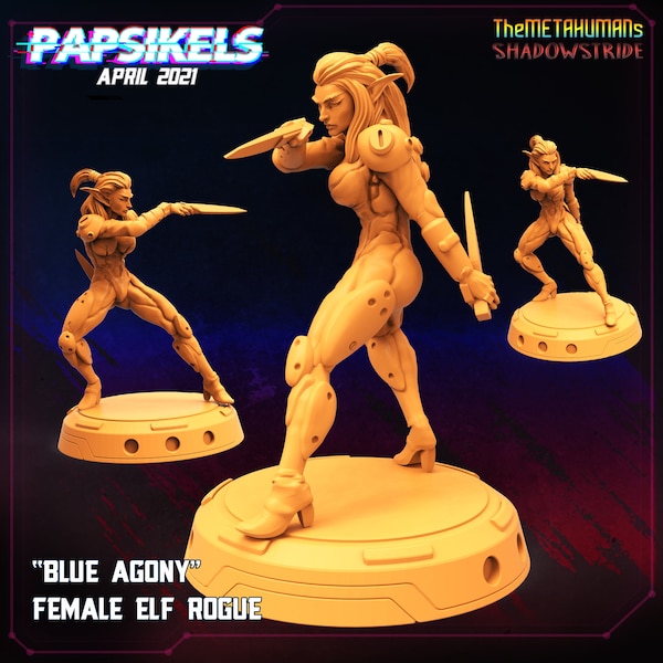 Blue Agony Female Elf Rogue | Fantasy Resin Miniature | DnD Miniature | RPG | Tabletop Game