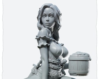Jalissa, luchadora femenina / Miniatura de resina de fantasía de 32 mm o 75 mm / Miniaturas DnD / Dungeons & Dragons / Pathfinder / RPG / Juegos de mesa