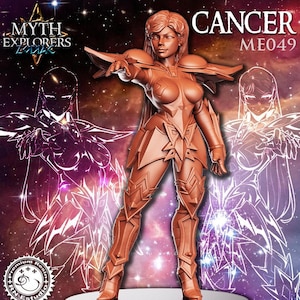 Cancer, Female Knight Zodiac | 32mm or 28mm Fantasy Miniature | DnD Miniature | Dungeons & Dragons | Pathfinder | RPG | Tabletop |RN Estudio