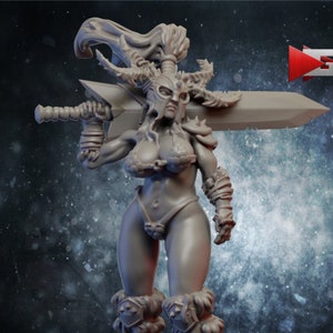 Barbarian Lady - Pinup | 32 oder 28 mm Fantasy Miniatur | Dungeons and Dragons | D&D Miniatur | Tabletop Spiel | Rollenspiel | Ghamak