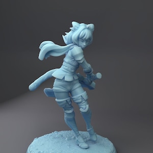 Shib, the Cat Girl Bonker | 32mm or 75mm Fantasy Miniature | Dungeons and Dragons | DnD Miniature | Twin Goddess