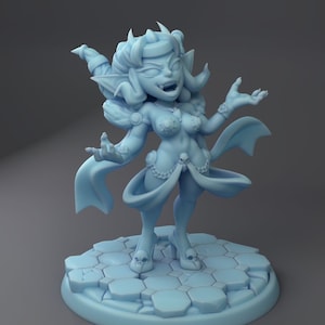 Evil Goblin Queen Peryl Pinup | Fantasy Miniature | DnD Miniature | Tabletop | Twin Goddess
