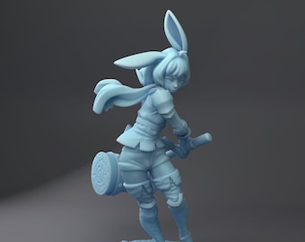 Shib, the Bunny Girl Bonker | 32mm or 75mm Fantasy Miniature | DnD Miniature | Dungeons and Dragons | D&D | Twin Goddess