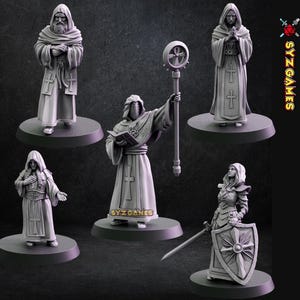 Ensemble de PNJ d&#39;église miniature fantastique D&D 5E RPG de table Pathfinder, peinture miniature