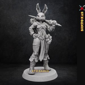 Female Rabbitfolk Mage Fighter Fantasy Miniature Dungeons and Dragons Mini RPG Tabletop Games DnD 5e Painting Pathfinder | TW