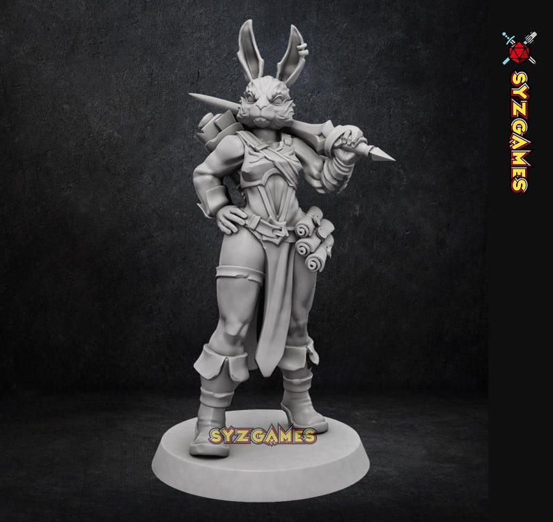 Female Rabbitfolk Mage Fighter Fantasy Miniature Dungeons and Dragons ...