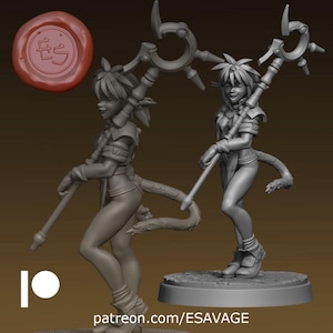 Fam Tabaxi Sorcerer Catfolk Fantasy Miniature Dungeons and Dragons Mini RPG Tabletop Miniature DnD Painting Pathfinder 5e DnD | ES