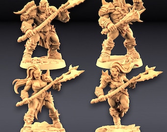 Orc Barbarians  | 32mm or 28mm Fantasy Miniature | DnD Miniature | Tabletop Game | RPG |  Artisan Guild