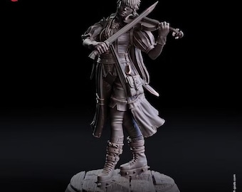 Bard of Sorrow Human Bard Miniature Tragic Minstrel for DnD Fantasy RPG Resin Figure