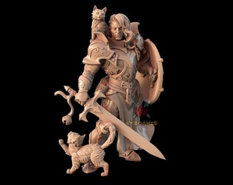 Adrian, riddaren av de svarta katterna | Fantasyminiatyr | DnD-miniatyr | Brädspel | RPG | DnD-figur | Signum Workshop