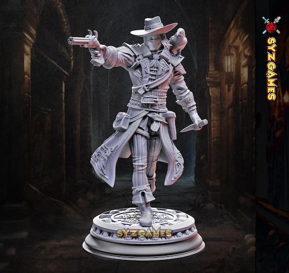 Vampire Hunter Gunslinger-Arkham Ravenswood Fantasy Mini Dungeons and Dragons MiniWargames RPG Tabletop DnD 5e Figure Painting Pathfinder