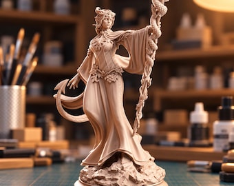 Violet Moonridge Tiefling Lunar Priestess Miniature for DnD RPG