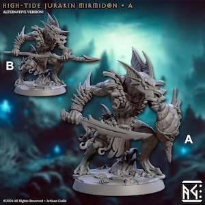 High-Tide Jurakin Mirmidon A Triton Fighter Fantasy Miniature Dungeons and Dragons Mini RPG Tabletop Games DnD 5e Painting Pathfinder | AG