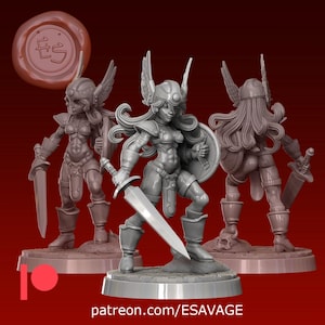 Fem Warrior Pinup Human Fighter Fantasy Miniature Dungeons and Dragons Mini RPG Tabletop Miniature DnD Painting Pathfinder 5e DnD | ES