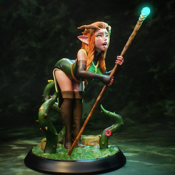 Secret Druid Practice | Unpainted | Pinup Miniature |  Fantasy Miniature | DnD Miniature | Tabletop Game | RPG