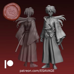 Kenshin Human Fighter Fantasy Miniature Dungeons and Dragons Mini RPG Tabletop Miniature DnD Painting Pathfinder 5e DnD | ES