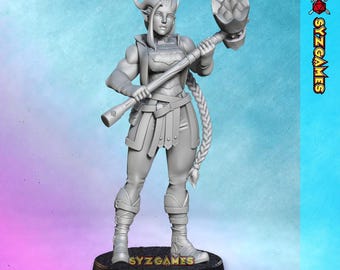 Quni the Breaker Tiefling Barbarian Fantasy Miniature Dungeons and Dragons Mini RPG Tabletop Games DnD 5e Painting Pathfinder | TW