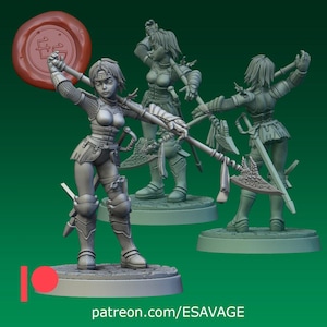 Aelia Human Fighter Fantasy Miniature Dungeons and Dragons Mini RPG Tabletop Miniature DnD Painting Pathfinder 5e DnD | ES