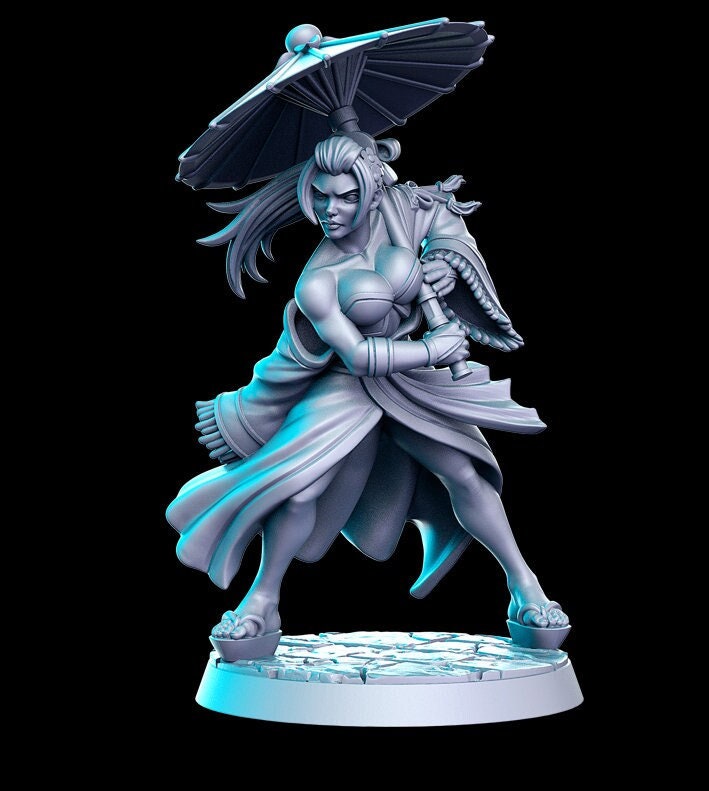 Asuka, Geisha Assassin | 32mm or 28mm Fantasy Resin Miniature | DnD Miniature | Tabletop Games | RN Estudio