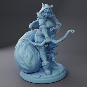 Archer Squirrel Lass Kitsune Ranger Fantasy Miniature Dungeons and Dragons Mini RPG Tabletop Games DnD 5e Painting Pathfinder | TW