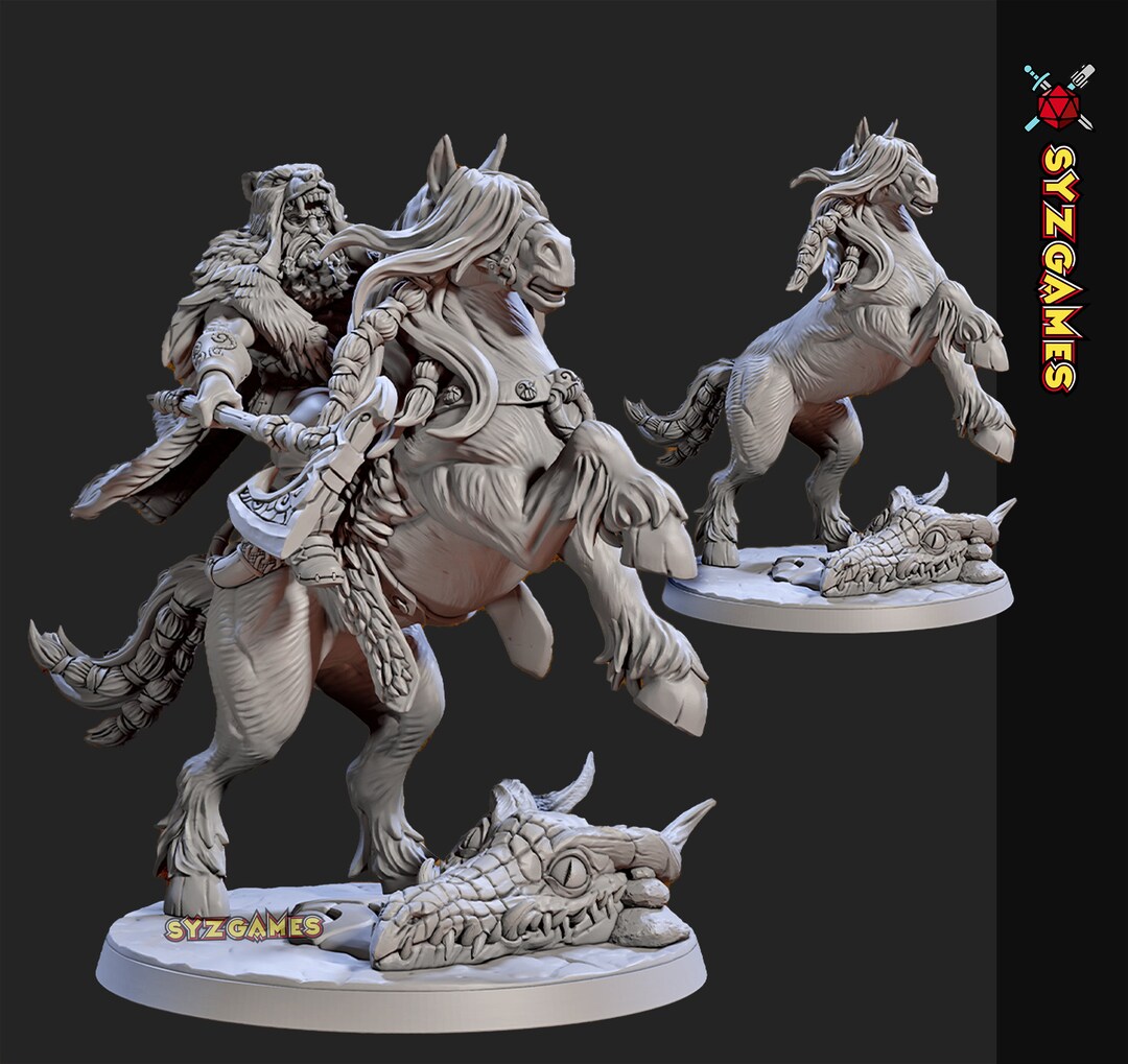 Gunnar on Svadilfari the Horse King Fantasy Miniature Etsy