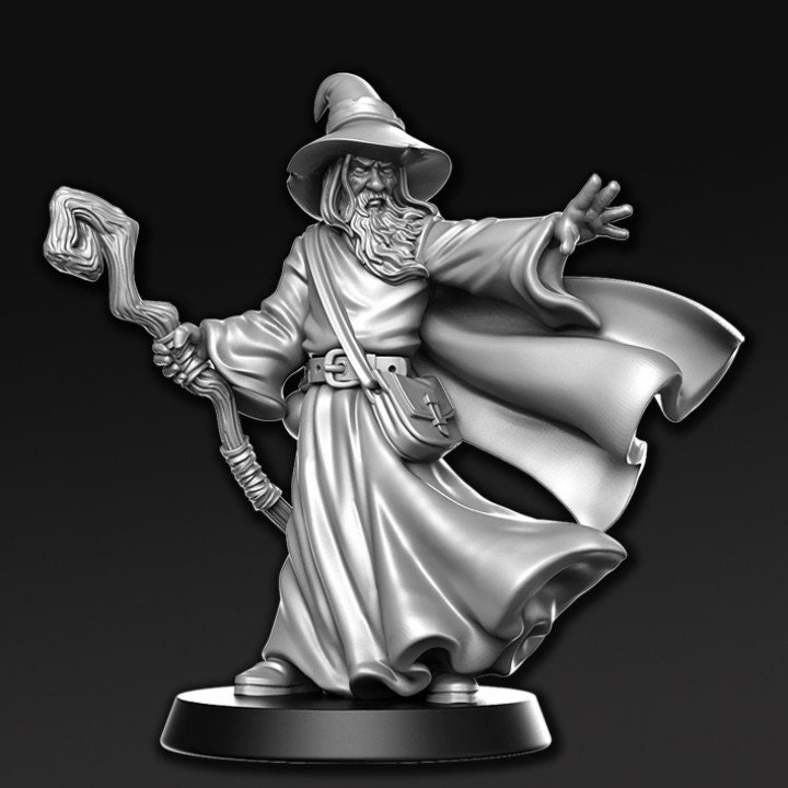 Amlund Maegon - Wizard | Against the Shadows | 32mm or 28mm Fantasy Miniature | DnD Miniature | RPG | Tabletop Game | RN Estudio
