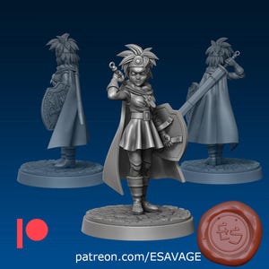 Heroine-DQIII Human Fighter Fantasy Miniature Dungeons and Dragons Mini RPG Tabletop Miniature DnD Painting Pathfinder 5e DnD | ES