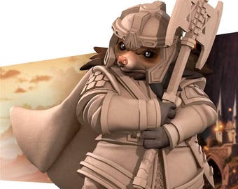 Hedgehogfolk Battle Axe Fighter Miniature for DnD Fantasy RPG